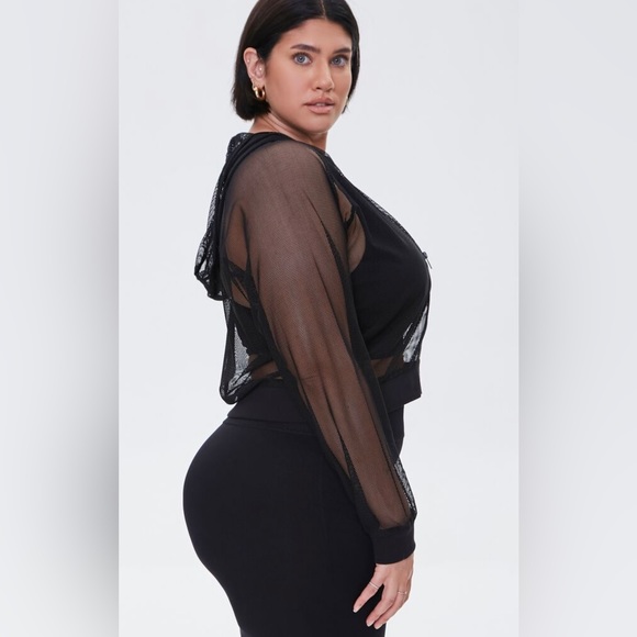 Plus Size Active Sheer Mesh Hoodie (Forever 21) - Picture 4 of 7